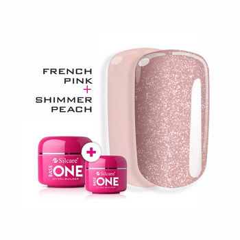 Zestaw Żel UV Base One French Pink Dark 30 g + Base One Shimmer Peach 5 g
